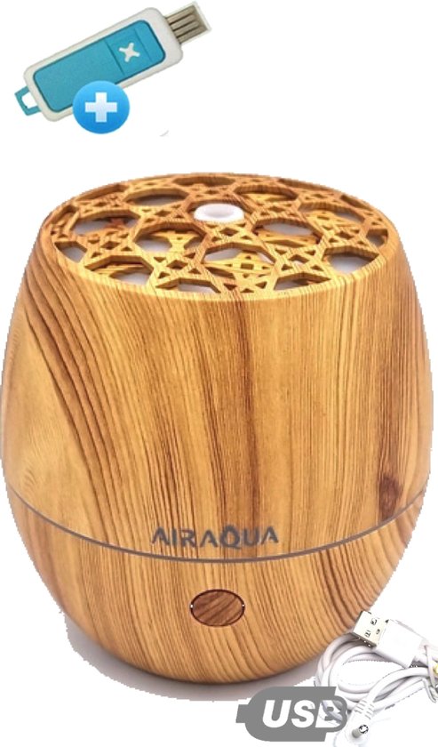 AirAqua Aster - aroma diffuser - 120ml - houtlook - ambiancelight [incl. AromaGo]