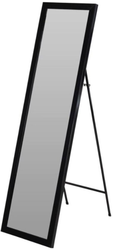 Spiegel staand - Passpiegel Zwart - 126 x 36 cm - Visagie spiegel - Passpiegel - Staande spiegel - Make-up spiegel - Tutorial spiegel - Staande spiegel