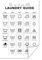 Poster Wasvoorschriften - Wasmachine - Symbolen - 60x90 cm - Cadeau voor man