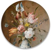 Wandcirkel Stilleven Met Bloemen Balthasar van der Ast | ⌀ 30 cm | Wanddecoratie | Muurcirkel Binnen | Forex | Ronde Schilderijen