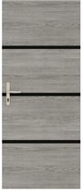 Kit de rénovation de porte Nordlinger Pro - chêne gris - 4 panneaux 85x50 cm - 3 profilés noirs 85x2 cm