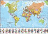 Grande carte du Wereldkaart - Carte - Carte scolaire - Affiche scolaire - Carte - Atlas - 225 x 150 CM - Décoration murale - Extra Groot - Qualité - Design - Affiche - A accrocher au mur - Carte du monde - Carte du pays - Continents - XXL