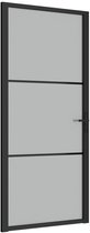 vidaXL - Binnendeur - 93x201,5 - cm - matglas - en - aluminium - zwart