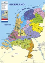 Schoolkaart Nederland -  kaart - poster -  stevig papier - 70 x 100 cm