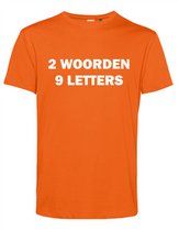 T-shirt 2 Mots 9 Lettres | Vêtement pour fête du roi | Chemise orange | Orange | taille S
