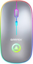 Garpex® Stille Draadloze Muis - Gaming muis - Computermuis - Muis Draadloos - Met LED Verlichting - Oplaadbaar - Zilverkleurig