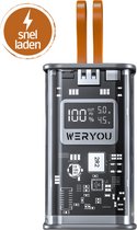 WERYOU Powerbank 20.000 mAh - 22.5W Snellader - 4 Oplaadpoorten - Geschikt voor iPhone & Samsung - Vaderdag Cadeau