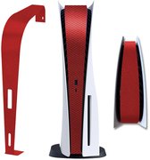 Playstation 5 Mid Skin - Fibre de carbone rouge - Middle Skin - Autocollant du panneau central - Accessoires de vêtements pour bébé PS5 - Carbon Red