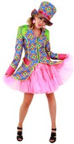 PartyXplosion - Clown & Nar Kostuum - Flower Power Slipjas Hippie Clown Vrouw - Multicolor - Maat 38 - Carnavalskleding - Verkleedkleding