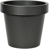 Mega Collections Cache-pot/pot de fleurs - plastique - noir - extérieur - D16 x H14 cm