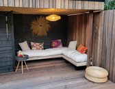 Canapé lounge - canapé de jardin - assise bois échafaudage - pieds acier - Philline.be