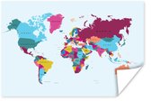 Landen zijn met verschillende kleuren aangegeven op de wereldkaart Poster | Wereldkaart Poster 90x60 cm