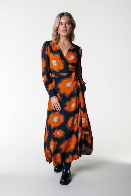 Colourful Rebel Lola Painted Flower Maxi Wrap Dress