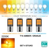 T10 Led Lamp Oranje / Amber (Set 4 stuks) 2100K Canbus 5W5 | 460 Lumen | Type T26360-A | W5W | Led Signal Light | 12V | 168 | 194 | 2x | Stadslicht | Kentekenplaat Verlichting | 4014 26SMD | 2100 | IJs  | Kelvin | Autolampen | Car licht | Lampen |