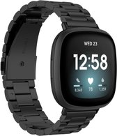 SmartphoneClip® Metaal schakel Bandje zwart geschikt voor Fitbit Versa 4 en Fitbit Sense 2