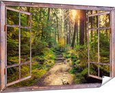 Gars Affiche jardin Sentier transparent en forêt - 180x120 cm - Toile jardin - Décoration de jardin - Décoration murale extérieur - Tableau jardin