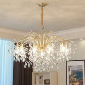 LuxiLamps - Lustre en cristal à 9 bras - Lustre en Crystal - Or - Lampe suspendue - Lampe de salon - Lampe moderne - Plafoniere