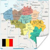Kleurrijke illustratie van een kaart van België poster 30x30 cm - Foto print op Poster