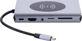 Station d'accueil Audio USB-C AM-IP - 5 Portes USB 3.0 - HDMI-RJ45-VGA- Audio Micro SD-TF-3.5 -Connexion USB-C - Chargement sans fil 15W