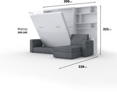 INVENTO SOFA MAX Lit pliant vertical avec canapé d'angle - Lit escamotable - Lit escamotable - Wit mat - 200x160