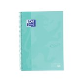 Oxford School Europeanbook - notitieboek - gekleurde rand - A4+ - ruit 5mm - 80 vel - 4 gaats - hardcover - pastel mint