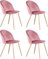 Thewooshop - Chaise de salle à manger | Lot de 4 | Look moderne | Siège baquet | Chaise | siège | Ensemble complet | Velours | Velvet | Rose | Vert
