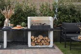 Sarom Fuoco - Barbecue en béton - Porto NOUVEAU - Charbon de bois et bois - 160 x 51,5 x 96,8 cm
