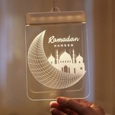 Ramadan Kareem Licht Versiering | Eid Mubarak Decoratie Lichtjes | Suikerfeest Party Feest Lichten Lamp op batterijen (12cm x 16cm)