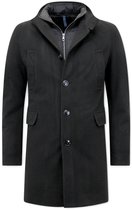 Manteaux long classique pour hommes avec fermeture à glissière - Zwart