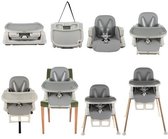 MOZY - Chaise haute - 6 en 1 - Pliable - Grijs - Harnais 5 points - Chaise d'évolution - Chaise repas et Poussette bébé - Chaise bébé - Chaise d'évolution