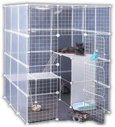Enclos pour chat - Cage pour chat - Maison pour chat intérieure et extérieure - Caisse pour chat - 105x105x140 - Wit