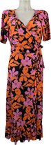 Angelle Milan - Vêtements de voyage pour femmes - Robe portefeuille rose / Oranje - Respirante - Infroissable - Robe durable - En 5 tailles - Taille S