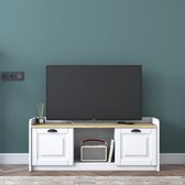 TV Meubel van hout 120x40x45 cm - TV Kast met rekken - Wit - Houten meubilair - TV unit