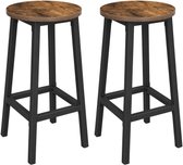 Tabouret de bar VASAGLE, lot de 2 chaises de bar, chaises de cuisine avec structure en acier robuste, hauteur 65 cm, rond, facile à assembler, style industriel, vintage marron-noir LBC32X