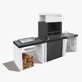 Sarom Fuoco - Barbecue en béton - Cuisine d'extérieur - Hercules - Charbon et bois - 240 x 51,5 x 169 cm