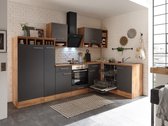 Hoekkeuken 310  cm - complete keuken met apparatuur Hilde  - Wild eiken/Grijs   - keramische kookplaat - vaatwasser - afzuigkap - oven    - spoelbak