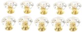 10 Pièces Boutons de Meubles - Poignée pour Tiroir & Placard - Cristal avec Or - 2.4*2.3 cm