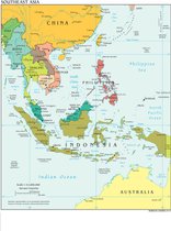 Poster Kaart Zuidoost-Azië - Large 70x50 - Landkaart/Atlas - (China/Australië/Vietnam)
