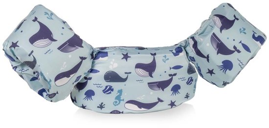 HappySwimmer® - Puddle jumper zwembandjes/zwemvest voor peuters en kleuters met Walvis print
