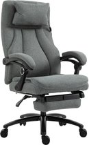 Bol.com Vinsetto Massage kantoorstoel draaistoel met voetsteun in hoogte verstelbaar linnengevoel grijs 921-317 aanbieding
