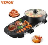 Bol.com Vevor Elektrische hotpot - 2 in 1 - Bbq pan - Grill - Koreaanse bbq - Hotpot - Anti aanbak - Gourmet aanbieding