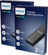 Bol.com Philips Portable Externe SSD 2TB - Ultra Speed USB-C - USB A 3.2 - Read 550MB/s - Write 520MB/s - Windows/ Mac/ Android/... aanbieding