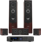 Bol.com Surround set home cinema - Fenton 5.0 set met versterker en 5 speakers - Bluetooth / mp3 - Walnoot aanbieding