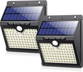 Bol.com Auronic Solar Buitenlamp met Bewegingssensor - Tuinverlichting Op Zonne-energie - Wandlamp - 97 LED's - IP65 - 2 Stuks -... aanbieding
