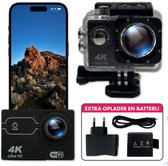 Bol.com Capsy Action Camera 4K 20MP - Extra Batterij & Oplader - Vlog Camera - Actioncam - WiFi - Onderwater camera aanbieding
