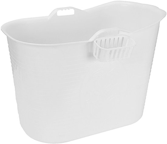 FlinQ Bath Bucket - Mobiele Badkuip voor in de Douche - Zitbad voor Volwassenen - Ook als Ijsbad / Ice Bath - Dompelbad voor Wim Hof Methode - Wit - 185L