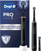 Bol.com Oral-B Pro 3 3900 Duo - 2 x Zwarte Elektrische Tandenborstel - met extra opzetborstel aanbieding