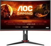 Bol.com AOC C27G2ZU - Full HD Curved Gaming Monitor - 240hz - 0.5ms - 300 nits - 27 Inch aanbieding