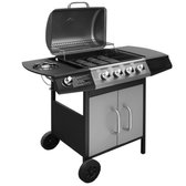 Bol.com The Living Store Gasbarbecue 4+1 kookzone zwart en zilver - Barbecue aanbieding