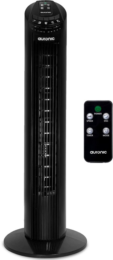 Auronic Torenventilator - Staande Ventilator met Afstandsbediening - Timer - 50W - 45dB - 74cm - Zwart